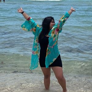 💞 PLUS SIZE Floral Print Kimono Open Front